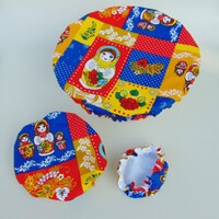 Textil edényfedő szett (3 db/cs) / Matrjoska baba mintás