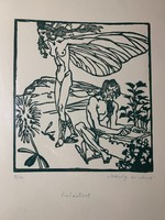 Tichy Gyula (1879-1920): Szeszély és akarat szecessziós linómetszet