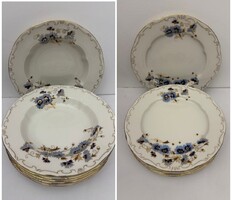 Zsolnay búzavirág mintás lapos és mély porcelán tányér