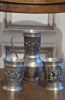 Zinn , ón  boros kancsó  és barátai 2 db boros pohár