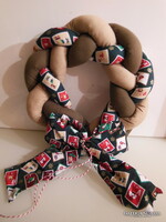 ADVENTI KOSZORÚ - ÚJ - ALKUKÉPES - 37 cm - 24 cm - FONAT ÁTMÉRŐ - 6 cm - KÉZMŰVES - PAMUT - NÉMET