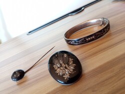 Antik gyászékszer szett