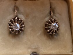 Antique gold earrings with diamonds 0.34 ct