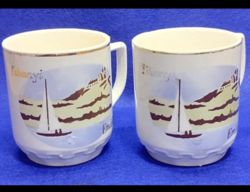 Gránit  tihanyi emlék 2 db bögre, részben kézzel festett ,jelzettek 1930-48 között