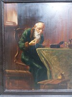 Rabbi portré, XIX. század eleji, olaj, fán, 25 x 31 cm-es. 1439