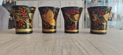 Orosz kézzel festett fa pohár szett
