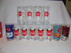 Tizenkét darab retro Coca-cola pohár együtt