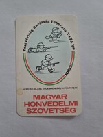 MAGYAR HONVÉDELMI SZÖVETSÉG 1989. évi kártyanaptár - Testvériség-Barátság Többtusa TATA '89