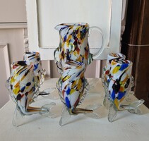 Mid Century üveg halas boroskészlet