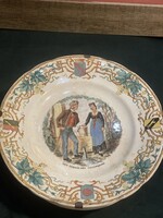 Szép, jelenetes falitányér