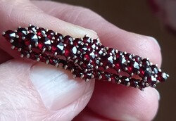 Antik Vintage 900 as Ezüst Bohemia Rozsa csiszolásù 4.2gm Cseszlovák Gránát Bross