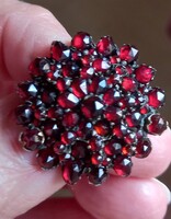 Antik Viktoriánus Bohemia Rozsa csiszolásù 6gm Cseszlovák Gránát Bross