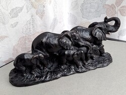 Rezin (műgyanta) elefántok, elefánt csorda szobor