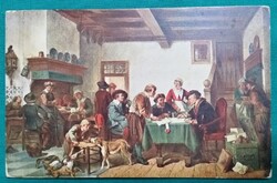 Régi üdvözlő képeslap - Herman Frederik Carel ten Kate (artist)