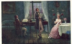 Képeslap:  Nő, nők. Schubert.