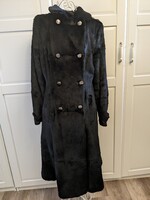 EREDETI  HOLOGRAMMMOS LUXUS ROBERTO CAVALLI női S-es vagy M-es  fekete maxi szőrmekabát