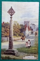 Régi üdvözlő képeslap - Village Crosses " Oilette"