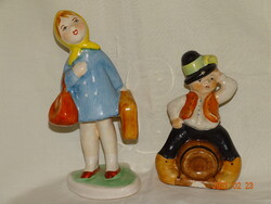 BODROGKERESZTÚRI ? MÁZAS KERÁMIA FIGURÁK (UTAZÓ,HORDÓLOVAS)