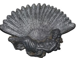 1920'S. fémöntvény - Art Noveau - "Girl with a Fan" - fém tálka asztaldísz a képek szeint