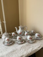 Zsolnay porcelán tollazót barackvirág mintás kávés készlet.