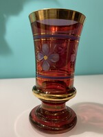 Bíborpácolt cseh, Bohemian, vastag, nehéz díszpohár