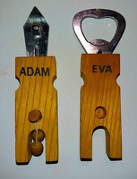 Retro vicces, humoros pajzán " ÁDÁM és ÉVA" palackbontó szett a képek szerint