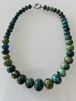 Krizokolla nyakék nagyméretű szemekből, 47 cm hosszú