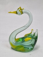 Kézműves díszüveg hattyú figura hibátlan állapotban 5 cm. magas