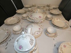 Antik, 12 személyes, 69 darabos Schaller porcelán ét-, kávés és süteményes készlet