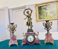 Antik Francia asztali óra szett