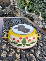 32 cm átmérőjű ritka Meggyes cseresznyés  Zománcos tál pogácsás