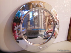 KARÁCSONYI - TÁLCA - ÚJ - 40 cm - ALKUKÉPES - FÉM - DOMBORNYOMOTT - FESTETT  -   NÉMET