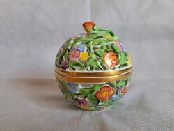 Herendi eper fogós, áttört falú ékszertartó bonbonier - a közepes méretű