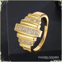 + VIDEÓ. !! 18 KARÁTOS ARANNYAL GALVANIZÁLT , KRISTÁLY KÖVES GYŰRŰ