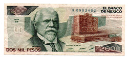 Mexikó 2000 Peso Bankjegy 1987 P86b BX sorozat