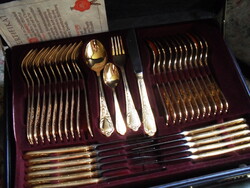 Csodás 12 szem.arannyal bevont solingeni evőeszköz készlet