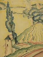 Pécsi-Pilch Dezső akvarell Szobi rév / 1926