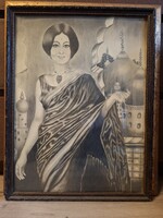 Kispál János:"India", grafitrajz, 37x48 cm+ üvegezett keret