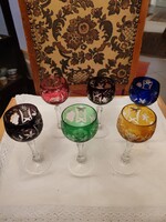 6 db színes kristály boros pohár