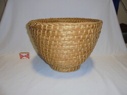 Régi népi fonott szakajtó, kas, szalma kosár