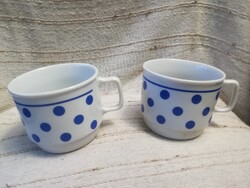 Zsolnay porcelán kék pöttyös bögrepár