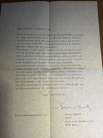 Boros László aláírt levele Entz Géza művészettörténész részére, 1986