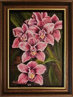 Szilárd Anikó: Orchideák; olajfestmény - nagyszerű ajándék