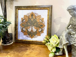 Arany mandala - a harmónia virága - üvegfestmény