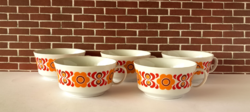 5 DB RETRO RITKA MINTÁS ALFÖLDI PORCELÁN TEÁS CSÉSZE KÉSZLET