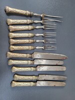 Antik Ezüstözött  Evőeszköz Készlet (5 Kés + 6 Villa) – Viktoriánus Kor