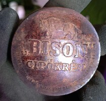 Antik Bison cipőkrém bakelit tégely