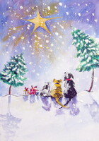 Wintertime with friend - acrylic painting / Tél barátokkal- akril festmény