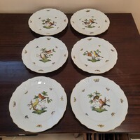 6 db Herendi Rothschild mintás porcelán lapos tányér készlet