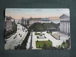 Képeslap,Budapest,Múzeum körút,vilamos látkép,részlet,Párisi Nagy áruház kiadás,1916-